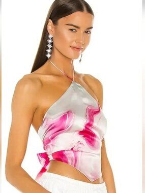 Retrofete Doris Top - Marble Pink Halter - Size L
